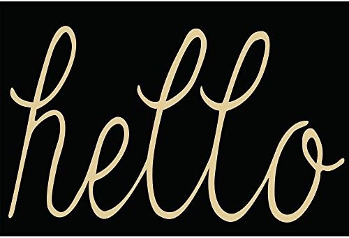 Black/Natural Script Hello Doormat Entry Way Indoor/Outdoor Door Mat with Non Slip Backing 23.6"(L) x 15.7"(W)