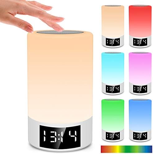 LED Bluetooth Speaker, Fuleadture All-in-1 Wireless Portable Touch Speaker Bluetooth 4.0 3D Stereo Powerful RGB Colour Desk Lamp Night Light Bulb with Alarm Clock Microphone Support TF Card Aux