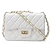 Volcanic Rock Women's Quilted PU Leather Cross-body Bag Girls Purse & Handbags Chain Small Messenger Bag(919 White)