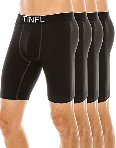TINFL Men's Breathable Soft Cotton No Ride up Long Leg Comfort Boxer Briefs for Men Underwear Multipacks
