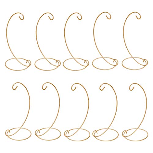 MOCOUM 10 Pack Ornament Display Stand, 9 Inch Tall Iron Glass Ball Ornament Holder Stand for Hanging Plants, Hanging Terrarium Stand for Christmas Wedding Ornament, Home & Office Decor (Yellow) - Thumbnail 7