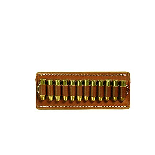 vsdfvsdfv Cartridge Belt Slide Pistol Ammunition Carrier Leather Brown (Brown.38/357 Caliber)
