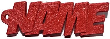 Personalised Keyring, 3D Rubber Luggage Keychain, Key Fob, Name Key Tag, Key Holder (Red)
