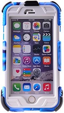 Bridgor Extreme Duty Cell Phone Case for Iphone 6 Plus with Standing Feature Navy Camo Silicone and White Pc Resin Material