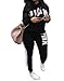 Salimdy Women Pink Letter Print 2 Piece Outfits Casual T-Shirt Tops and Skinny Long Pants Tracksuit Jumpsuit