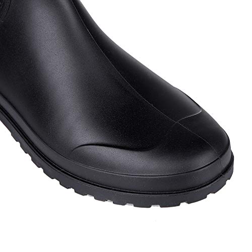Litfun Womens Black Mid Calf Rain Boots Outdoor Work Waterproof Garden Booties Wide Calf Rain Shoes - Thumbnail 4