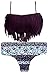 ZKESS Womens Halter Fringed Floral Printed Padded Tassel Bikini Set Swimsuit