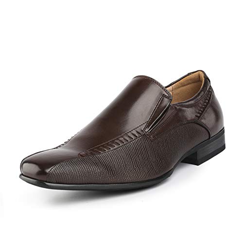 Bruno Marc Men's Leather Lined Dress Loafers Slip-On Shoes Gordon-02 Dark Brown Size 12 M US