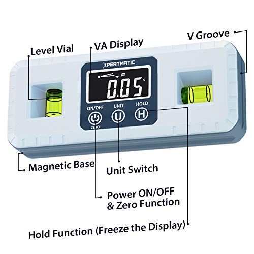 XpertMatic Digital Angle Gauge with VA LCD Screen and Base