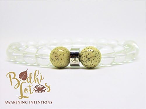 Genuine Clear Quartz Bracelet Clear Quartz Chakra Bracelet Energy Clear Quartz Bracelet Clear Quartz Yoga Meditation Bracelet Quartz Mala and Lotus Seed