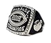 Decade Awards 2018 Silver Fantasy Football Champion Ring with Rhinestone Border | Heavy FFL League Champ Ring with Stand