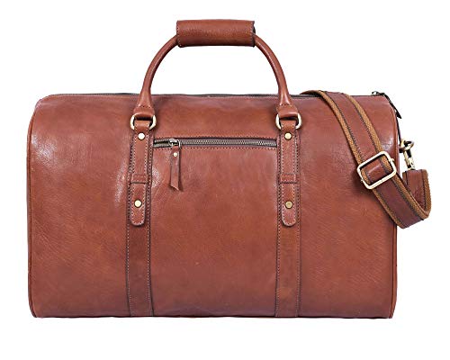 Leather Travel Duffle Bag | Gym Sports Bag Airplane Luggage Carry-On Bag | Gift for Father's Day By Aaron Leather (Russet) - Thumbnail 3