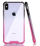 BAISRKE iPhone X Case, Shock-Absorption TPU Soft Edge Bumper Anti-Scratch Rigid Slim Protective Cases Hard Plastic Back Cover for iPhone X iPhone Xs [5.8 inch] - Black Pink Gradient