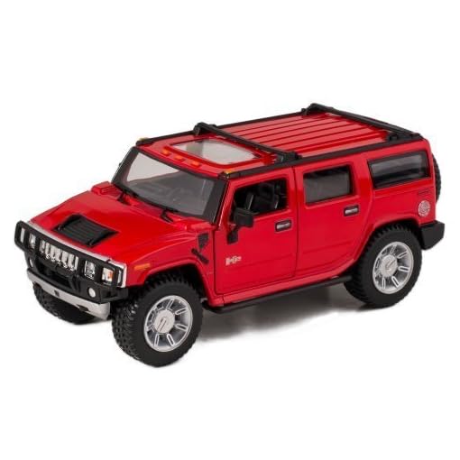 Red 2008 Hummer H2 SUV Die Cast Toy with Pull Back Action
