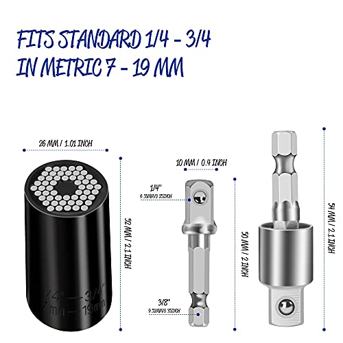 Gifts for Men Dad Husband Father Him, 360°Grip Socket Set Fits Standard 1/4\'\' - 3/4\'\' with Multi-Function Power Drill Adapter Best Tools Gifts for Men, Father, Dad, Husband, Boyfriend, Gift Box