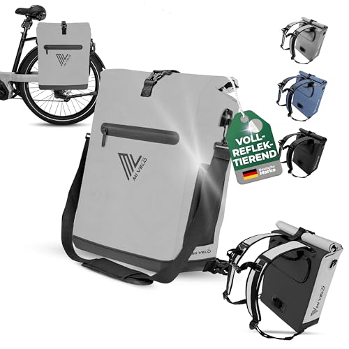 MIVELO Fahrradtasche für Gepäckträger - 3in1 Gepäckträgertasche Rucksack Umhängetasche - 100% wasserdicht und PVC-frei - Tasche für Fahrrad mit heraus