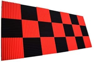 XIN&LOG 24 Pack Black red 1" x 12" x 12" Acoustic Wedge Studio Foam Sound Absorption Wall Panels