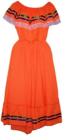 New Beautiful Mexican Fiesta Orange Skirt and Blouse Dress for woman size XXL # DR96