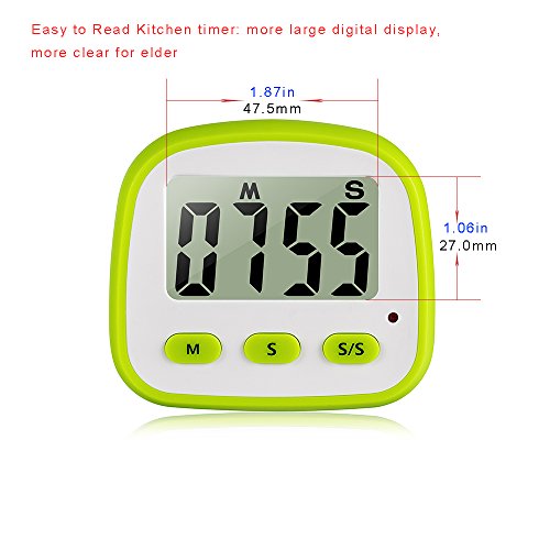 Digital Kitchen Timer Cooking Timer with Big Bold Digital Loud Alarm Countdown/up Timer Strong Magnetic Backing Stand or with Hanging Hole for Cooking Baking (1) - Thumbnail 4