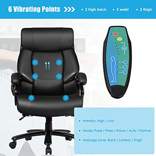 Giantex Executive Office Chair, Big and Tall Massage Chair w/ 6 Vibrating Points, Soft Sponge