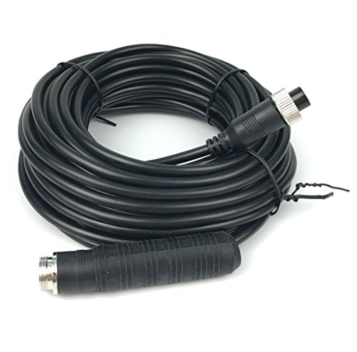 15Meters(50FT) Car 4-Pin Aviation Video Extension Cable for CCTV Rearview Camera Truck Trailer Camper Bus Motorhome Vehicle Backup Monitor Waterproof Shockproof System 15Meters Black - Thumbnail 2