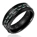 Cavalier Jewelers 8MM Men's Titanium Ring Wedding Band | Black Plated with Black and Green Carbon Fiber Inlay | Beveled Edges