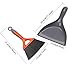 Small Dustpan and Brush Set For Table, Count Small Area Use, Small Hand Brush Snap on Dust pan with Rubber Grip,Grey/Orange