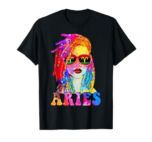 Aries Loc'd Woman Black Queen Art Zodiac Birthday T-Shirt