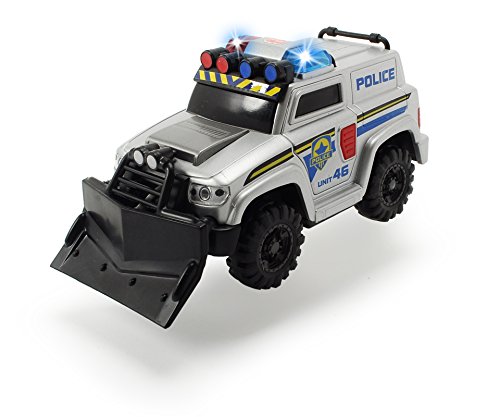 Dickie Toys 203302001 Polizei SUV mit Schiebeschild zum Abnehmen, Polizeiauto, Geländefahrzeug, Spielzeugauto mit Seilwinde, Licht & Sound, inkl. Batterien, 15 cm, ab 3 Jahren – Bild 6