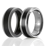 SOL Twins - Set of 2 - 1 Tungsten Wedding Band and 1 Silicone Rubber Wedding Ring For Men, Classic Style