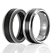 SOL Twins - Set of 2 - 1 Tungsten Wedding Band and 1 Silicone Rubber Wedding Ring For Men, Classic Style