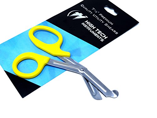 PARAMEDIC UTILITY NEON YELLOW BANDAGE FIRST AID TRAUMA EMT EMS SHEARS SCISSORS 7.25 INCH STAINLESS STEEL ( HTI BRAND)