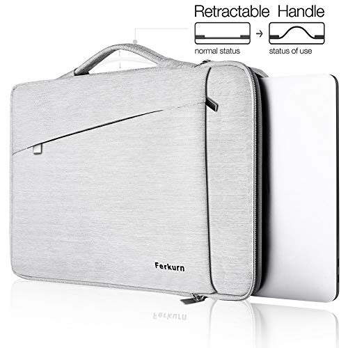 Ferkurn 14 inch 15inch 15.6 inch Laptop Sleeve with Handle Compatible MacBook Pro 15, Surface Book 2 15, HP, Dell, Protective Waterproof Carrying Laptop Case Bag -Off White - Thumbnail 2
