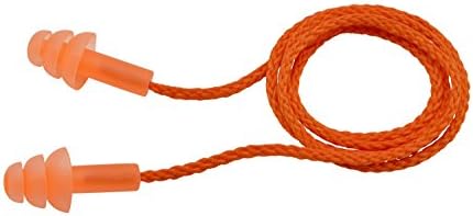 WELEP311OR Trisonic 3-Flange Reusable Corded Ear Plugs, 9" Height, 5" Wide, 8" Length, Thermo Plastic Rubber, One Size (Pack of 100)