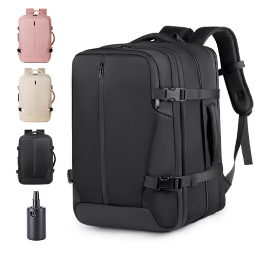 Viaje de Mochila al Vacío con Bombas Aire Eléctricas, 36-55L Expandible, Separación húmeda y seca, con Bolsa de Aire Antirrobo para Viajes