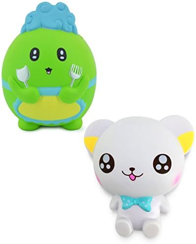 Squishies Slowing Rising - 2PCS White bear &amp; Blue Cute New Style Dino, 25+ seconds Rising (New Dino)