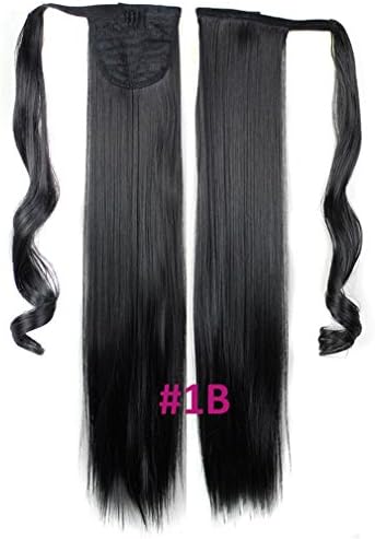 60Cm Long Straight Clip In Hair Tail False Hair Ponytail Hairpiece With Hairpins Synthetic Hair Pony Tail Hair Extensions #1B 24inches
