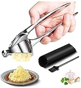 Fu Store Garlic Press Set with Silicone Roller Peeler Cleaning Brush, Heavy-duty Garlic Mincer Ea...