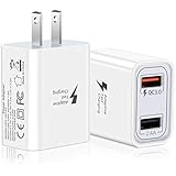 QC 3.0 Fast Wall Charger, Pofesun 2 Pack 30W Fast Charge 3.0 USB Wall Charger with Dual Ports Portable Power Adapter Compatible for iPhone 11 Pro Max Xs Max XR X 8 Plus,Samsung Galaxy-White,White