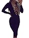 ALLEGRACE Women Sexy Long Sleeve Autumn Warm Stretch Bodycon Party Bandage Dresses S Black