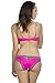 Women's Sexy Pink with Grey Lace Push Up Bra with Bikini and Thong Set of 3 (36C, Pink with Grey Lace)