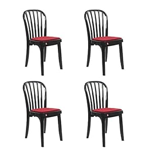 Cello Decent Delux Set of 4 Plastic Chairs (Black)