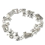 Heirloom Finds Animal Playful Kitty Cats in a Basket Silver Tone Bracelet 7