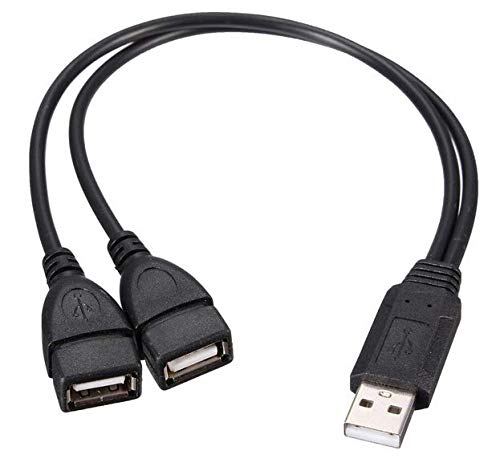 Harrista USB 2.0 Male To Dual USB Female Jack Y Splitter Hub Power Cord Adapter Cable
