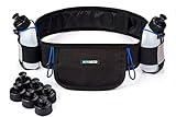 Hydration Running Belt with 2 Water Bottles (BPA Free, 9oz Each) - Fits iPhone 6, 7 Plus - Reflective Waterproof Running Gear - Men or Women