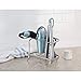 iDesign York Lyra Metal Hair Dryer & Hot Styling Tools Hair Tool Organizer for Flat Irons, Curling Irons, Brushes, Bottles with 2 Holders and Tray-8.75″ x 6.25″ x 7″, Satinthumb 2