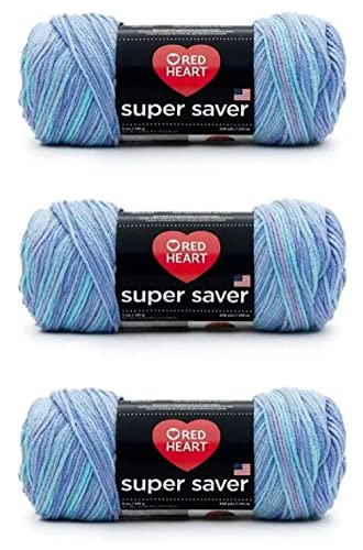 Red Heart Super Saver Pack of 3 - Ocean - 7oz/198g - Acrylic - 4 Medium (Worsted) - 364 Yards - Knitting, Crocheting, Crafts & Amigurumi