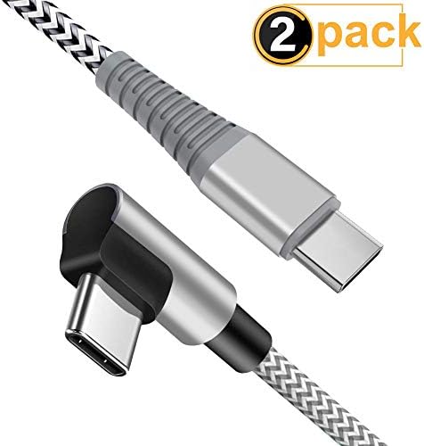 USB C Fast Charging Cable, CTREEY (2 Pack 10FT) USB C Cable 90 Degree Right Angle Type C Charger Cord Compatible Samsung Galaxy S10 S9 S8 Plus Note 9 8 Moto LG(Gray) (Gray)
