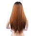 Netgo Blonde Ombre Wig Dark Roots Long Straight Black To Brown Synthetic Full Wigs For Women