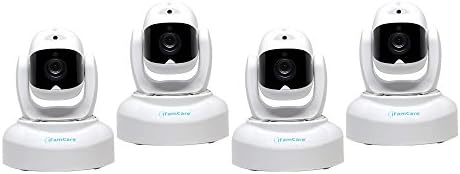 iFamCare Helmet 1080P Full HD Wi-Fi Digital Home Video Monitor For iPhone & Android with Air Sensor, Night Vision, Built-In Laser, White, Bundle of 4